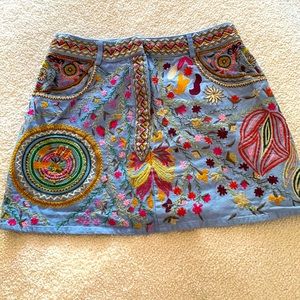 MANGO Embroidered Mini Skirt